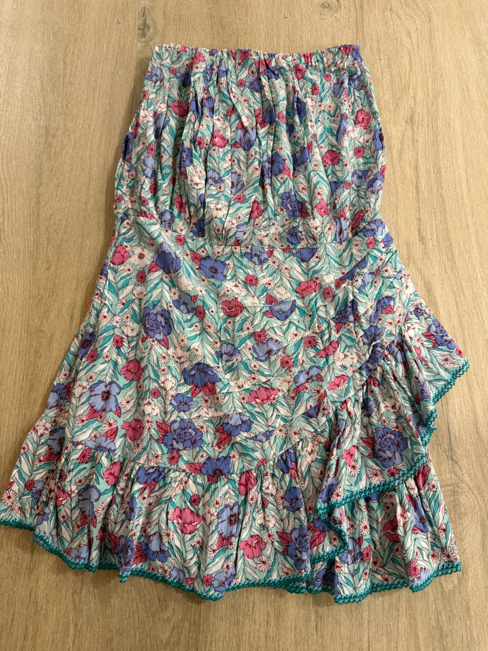 Poupette St Barth Ambra Bandeau Aqua Petunia Floral Cover Up Pool Dress NWT M